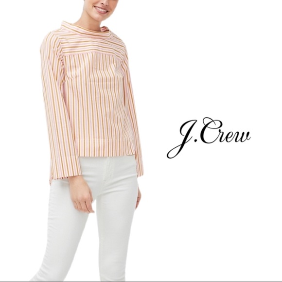 NEW J Crew Poplin Boatneck Candy Stripe Blouse - Picture 1 of 11